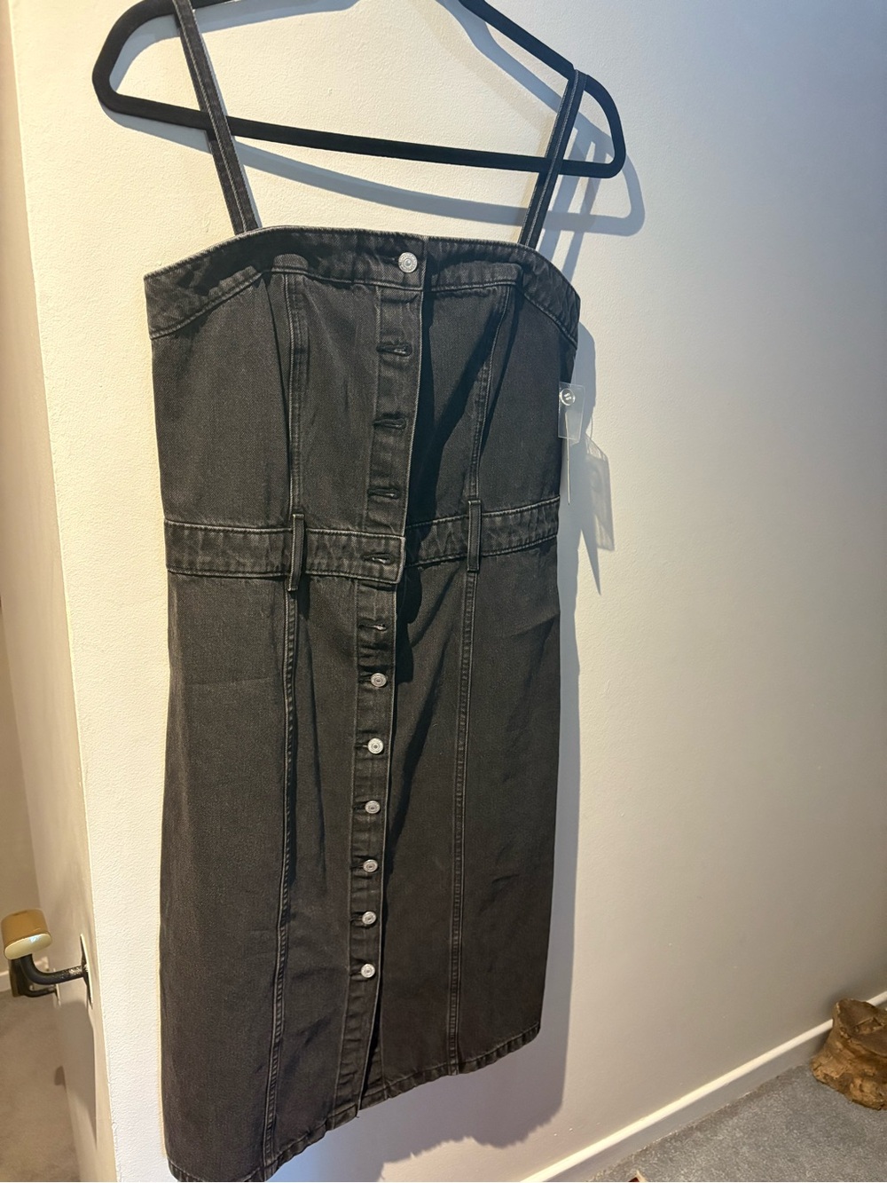 Levi's Black Button-Front Denim Strap Dress
